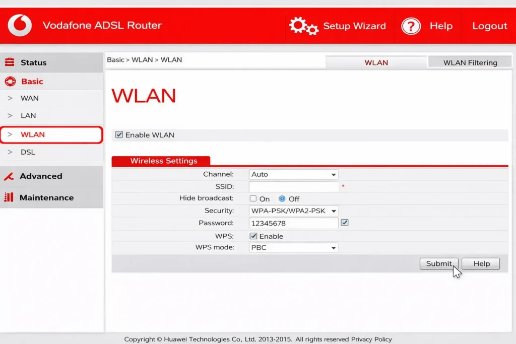تغيير باسورد الواى فاي فودافون hg531